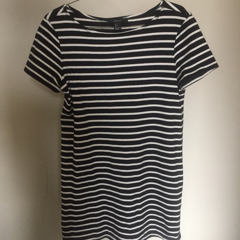 black and white striped t-shirt dress